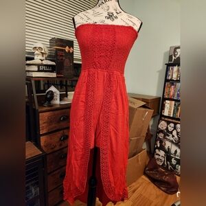 Strapless Red Dress and Romper